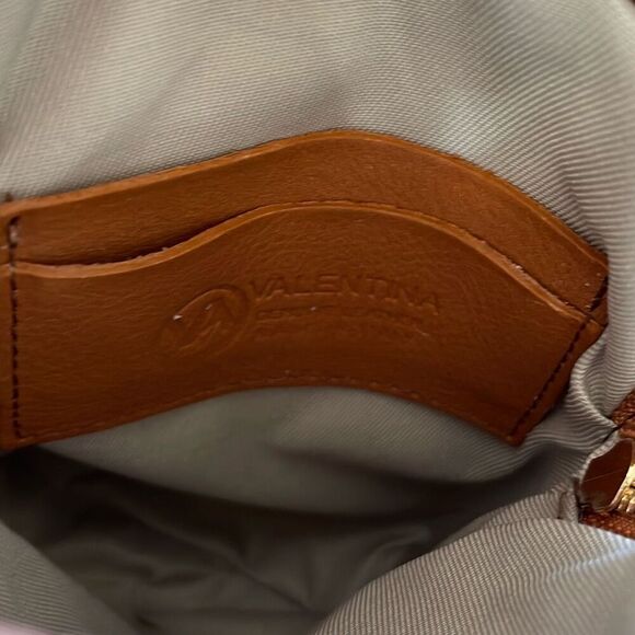 Valentina Womens Pebbled Leather Chain Strap Crossbody Bag Brown NWT - Picture 6 of 9